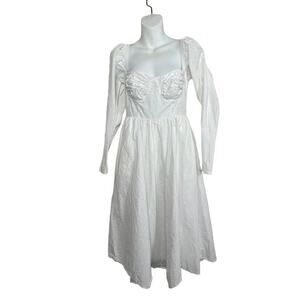 Nasty Gal Off-Shoulder White Midi Dress Size 6 – Coquette Milkmaid Romantic‎